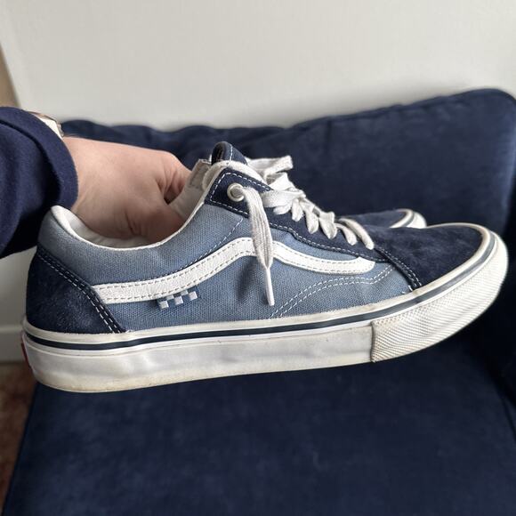 Vans Old Skool PopCush Navy White Men’s 10 US Skate Shoes Minimal Wear Blue - Picture 14 of 16